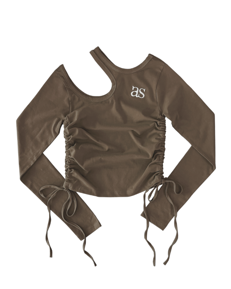 as&quot;on Cut-out shirring T (Brown) / Limited Quantity